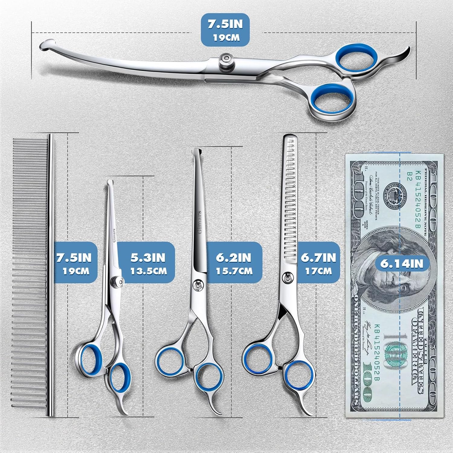 Pawluxe 6-in-1 Titanium Grooming Scissors Set
