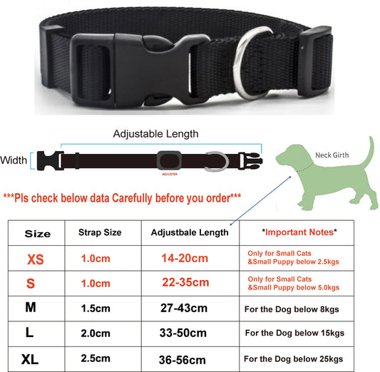 Adjustable Pet Collars Nylon Puppy Kitten Collar Strong and Durable Neck Band Suitable for Small and Medium Dogs and Cats