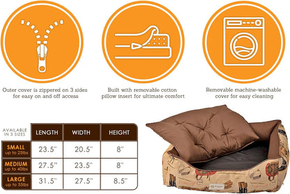 Pawluxe Equestrian Tapestry Bolster Dog Bed