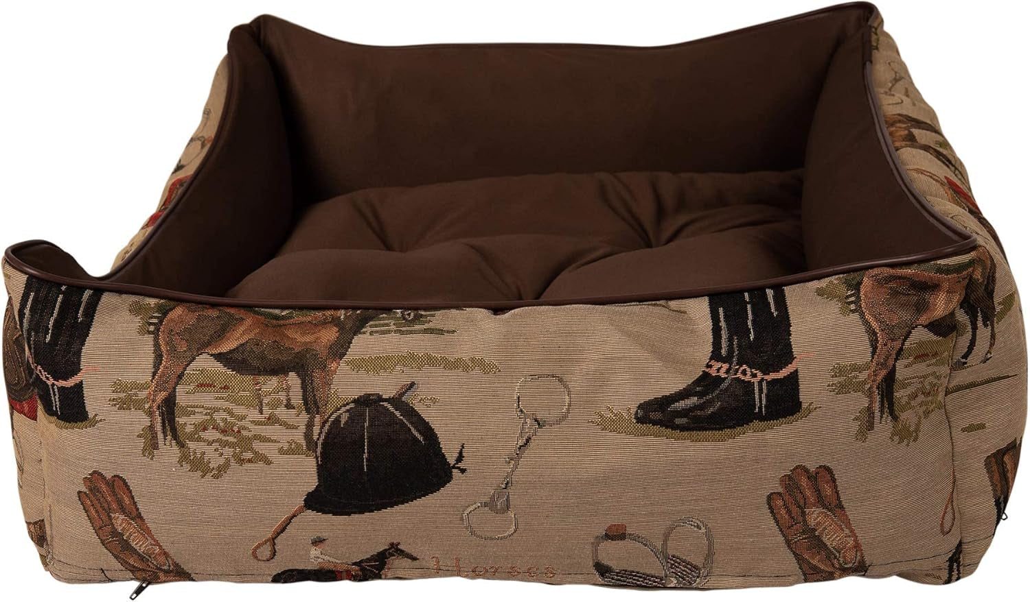 Pawluxe Equestrian Tapestry Bolster Dog Bed